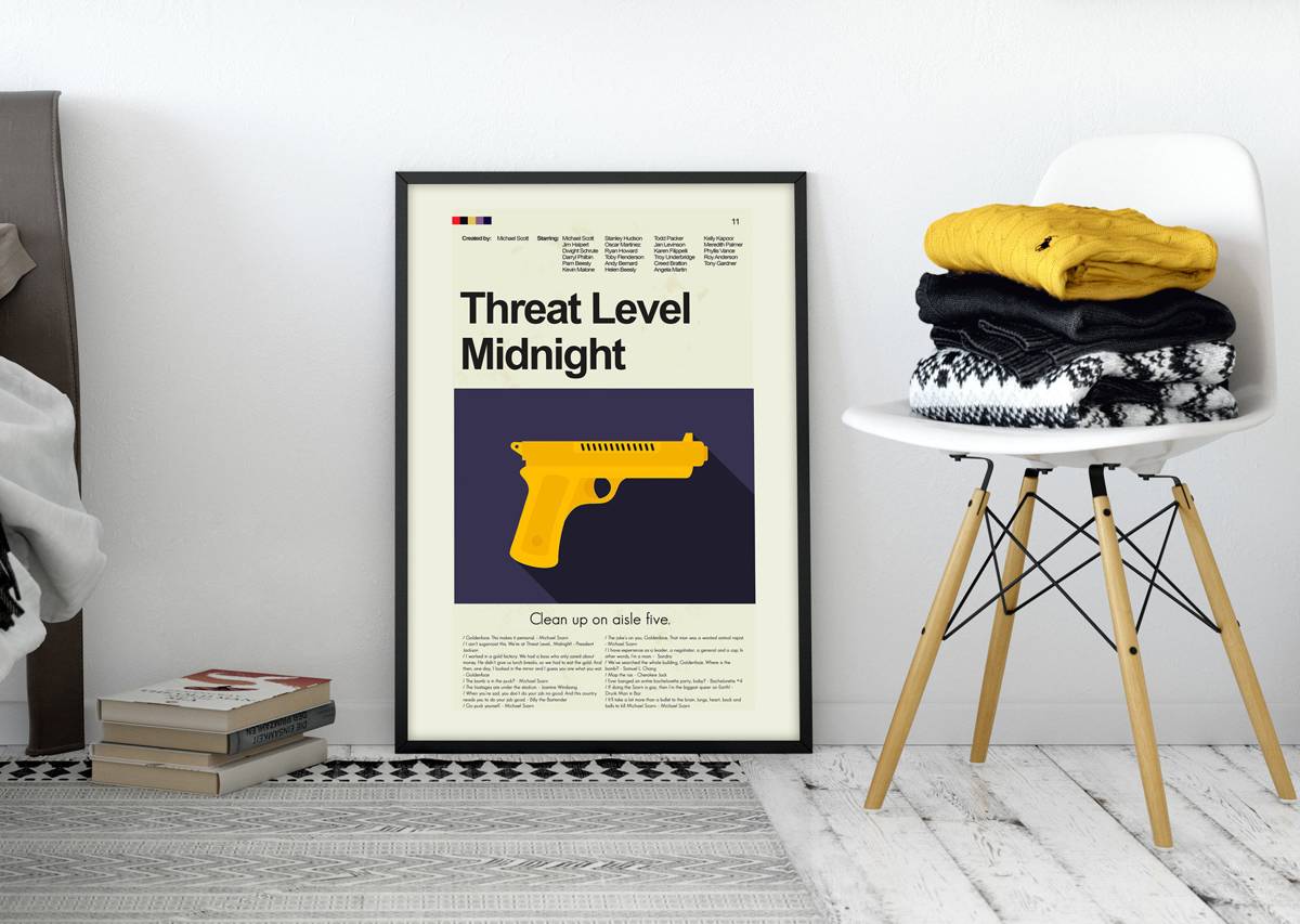 Threat Level Midnight Mid-Century Modern Inspired Print - Poster | Canvas Wall Art Print