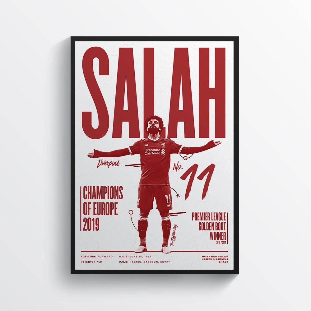 Mohamed Salah Liverpool Fc Champions League Winners 2019 Lfc Ynwa - Poster | Canvas Wall Art Print