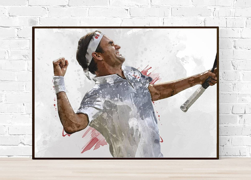 Roger Federer Wimbledon (V2) Tennis Sports Art Print, Tennis, Sports Decor – Poster | Canvas Wall Art Print