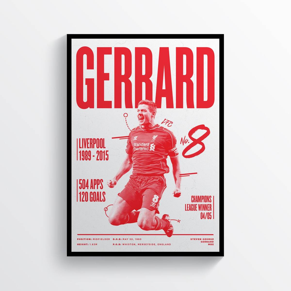 Steven Gerrard Liverpool Fc Legend Lfc Ynwa - Poster | Canvas Wall Art Print