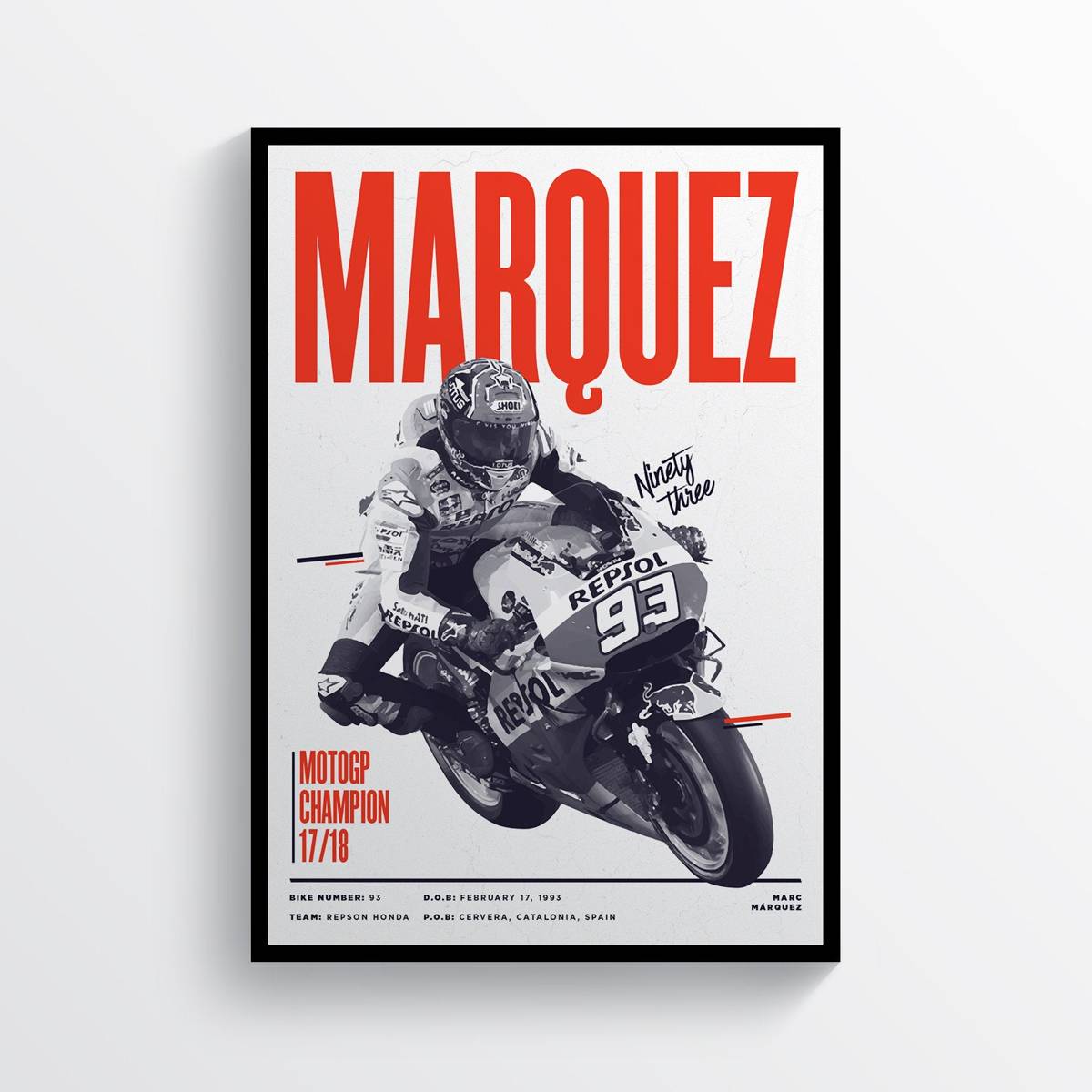 Marc Marquez 2019 Bike Moto Gp Motorcycle Motorbike - Poster | Canvas Wall Art Print