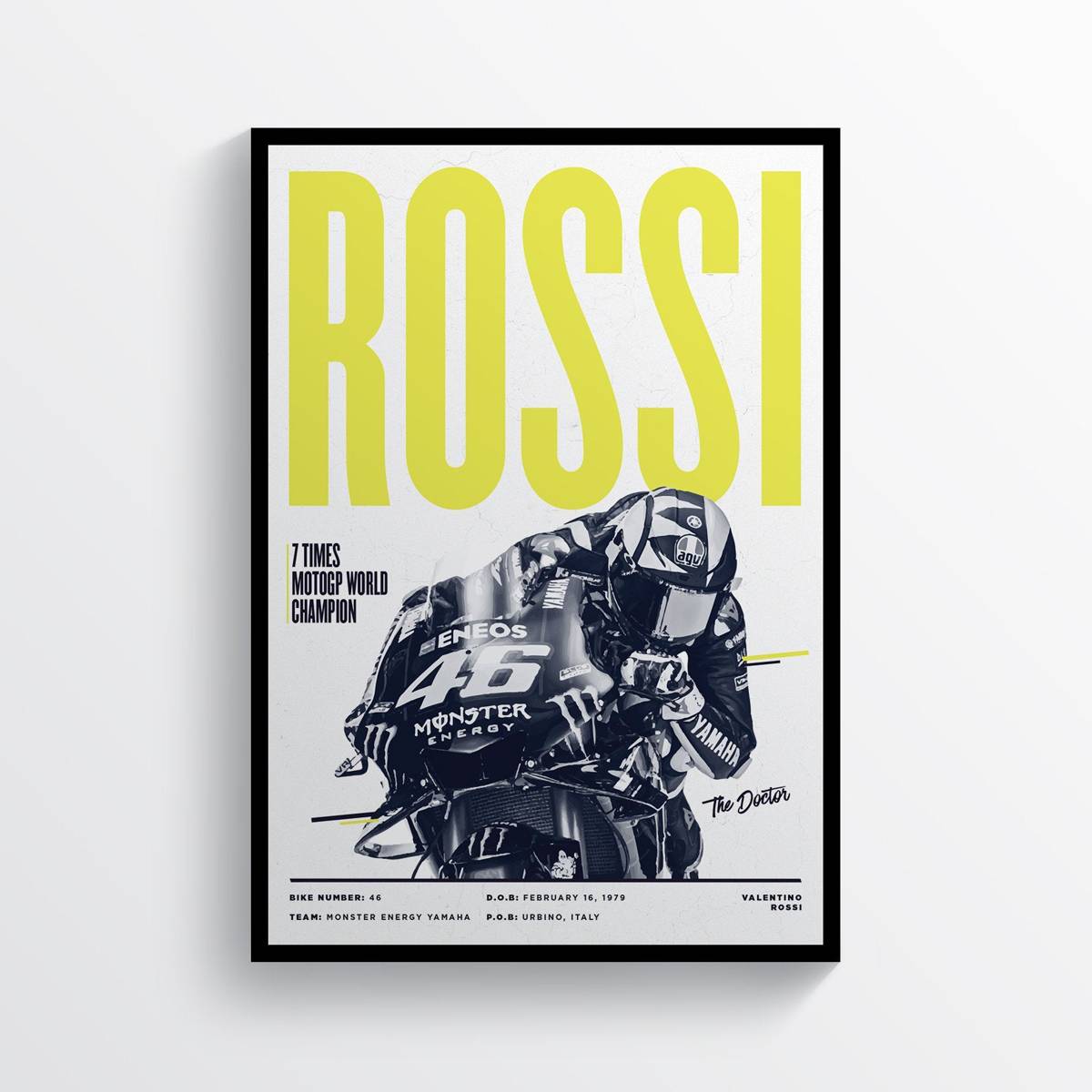 Valentino Rossi 2019 Moto Gp Motorcycle Motorbike Print - Poster | Canvas Wall Art Print