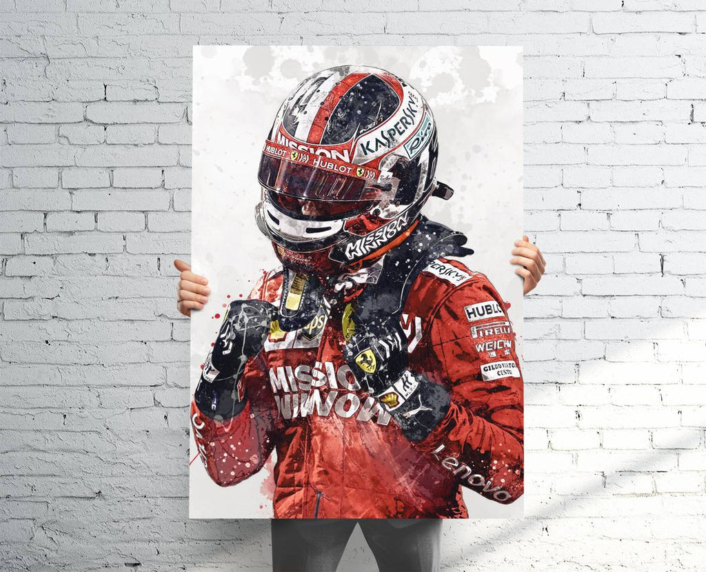 Charles Leclerc Ferrari Sports Art Print, F1 Racing, Sports Decor – Poster | Canvas Wall Art Print