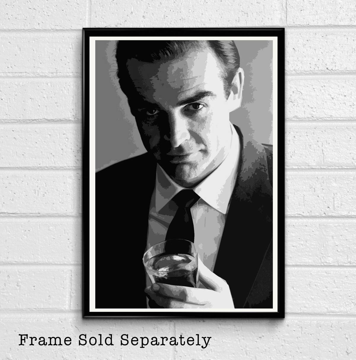 007 James Bond Sean Connery Illustration #8 - British Spy Film Movie - Poster | Canvas Wall Art Print
