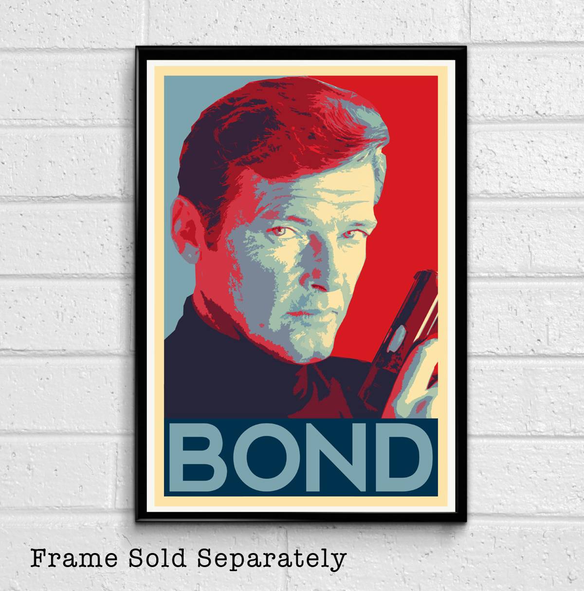007 James Bond Roger Moore Illustration #2 - British Spy Film Movie - Poster | Canvas Wall Art Print