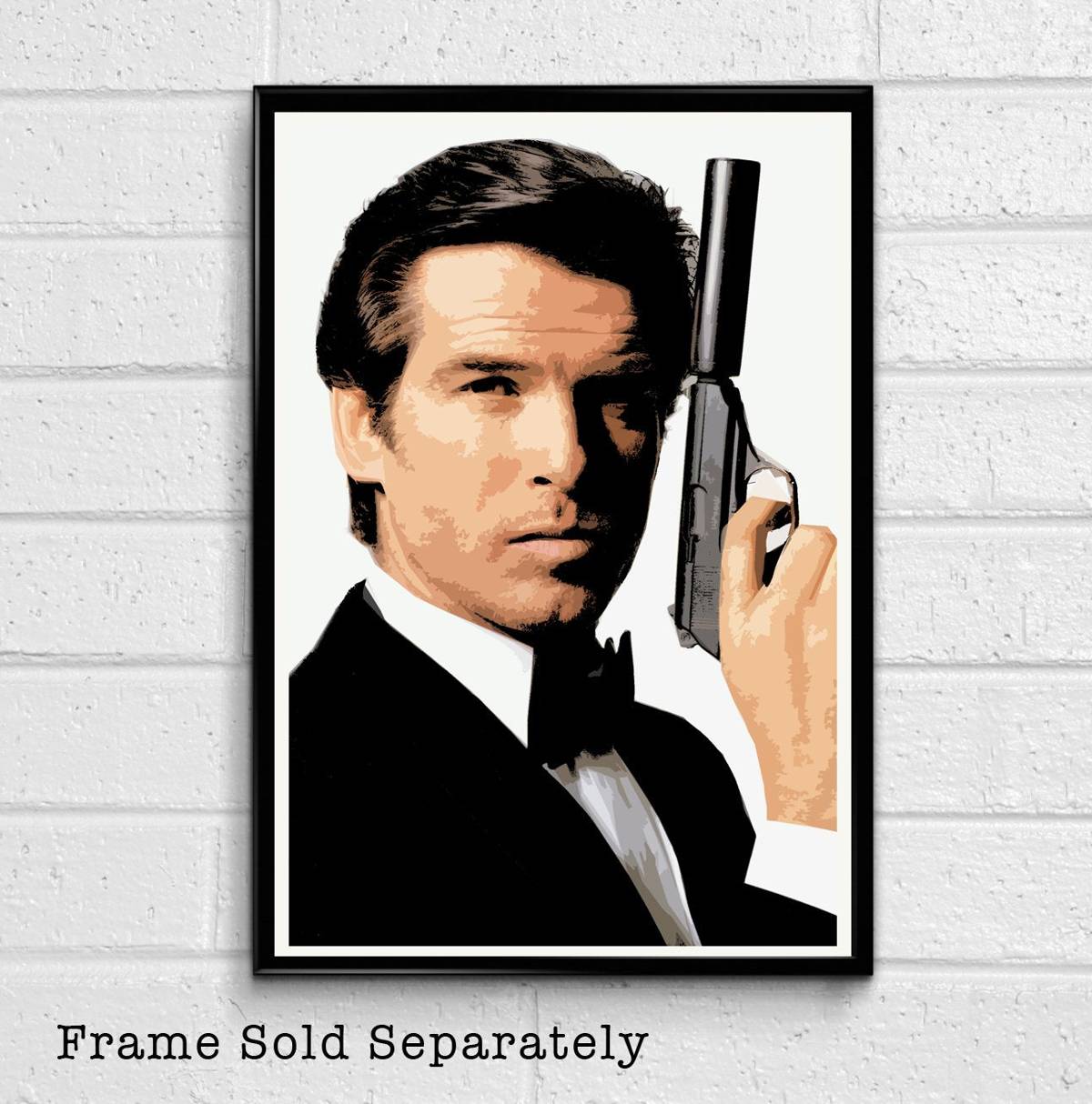 007 James Bond Pierce Brosnan Illustration #1 - British Spy Film Movie - Poster | Canvas Wall Art Print