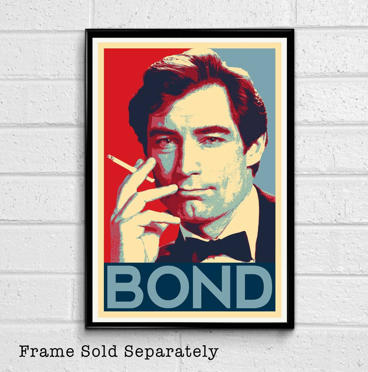 007 James Bond Timothy Dalton Illustration #2 - British Spy Film Movie - Poster | Canvas Wall Art Print