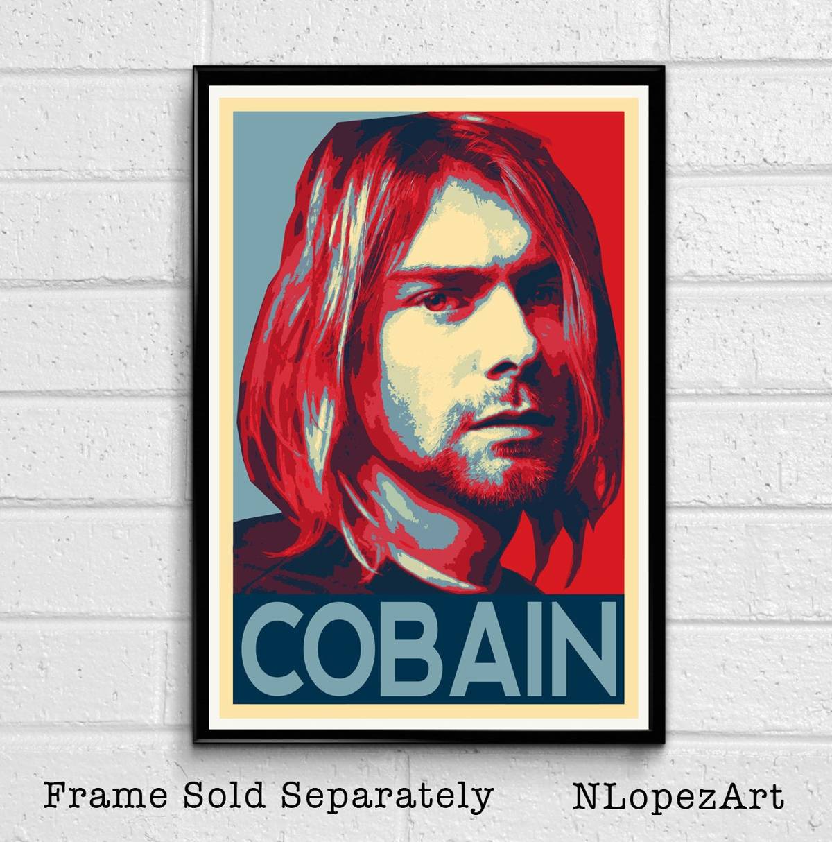 Kurt Cobain From Nirvana Illustration #4 - Rock And Roll Music Icon - Poster | Canvas Wall Art Print