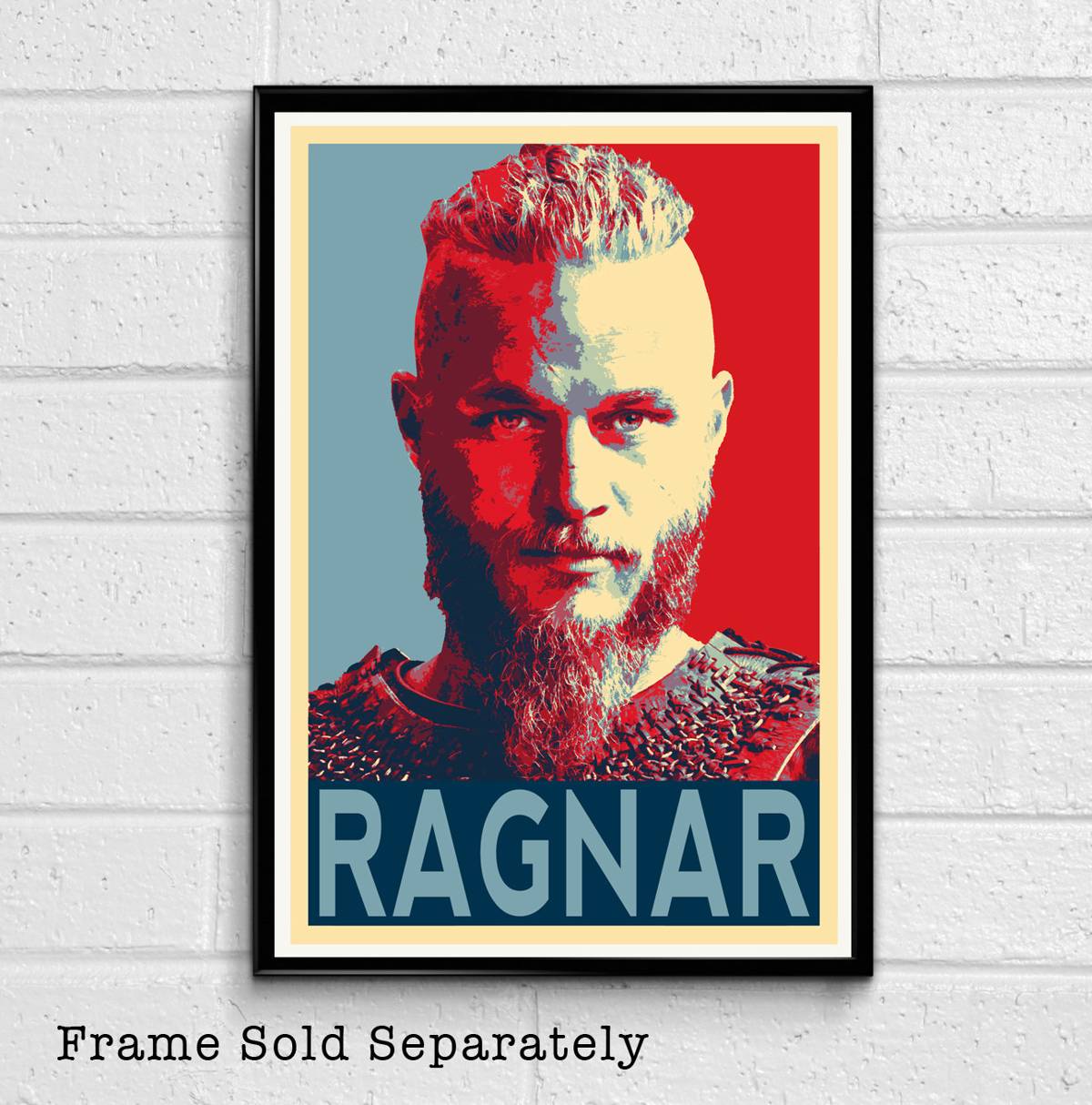 Ragnar Lothbrok From Vikings Illustration - Norse Television King Of Denmark And Sweden - Poster | Canvas Wall Art Print
