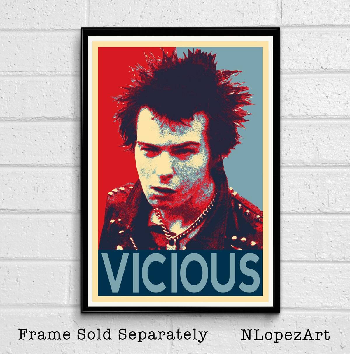 Sid Vicious Sex Pistols Llustration - British Punk Rock And Roll Music Icon - Poster | Canvas Wall Art Print