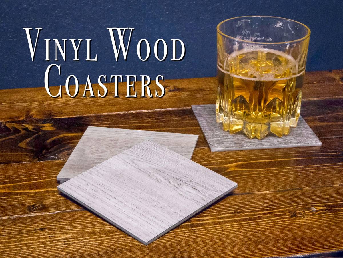 Luxury Vinyl Wood Coaster Set - Classy Handmade Reclaimed Modern Rustic Recycled Upcycled Flooring Plank - Oak, Cerry, And Other Colors - Poster | Canvas Wall Art Print