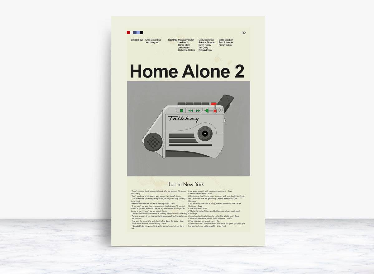 Home Alone 2: Lost In New York Mid-Century Modern Inspired Print - Poster | Canvas Wall Art Print