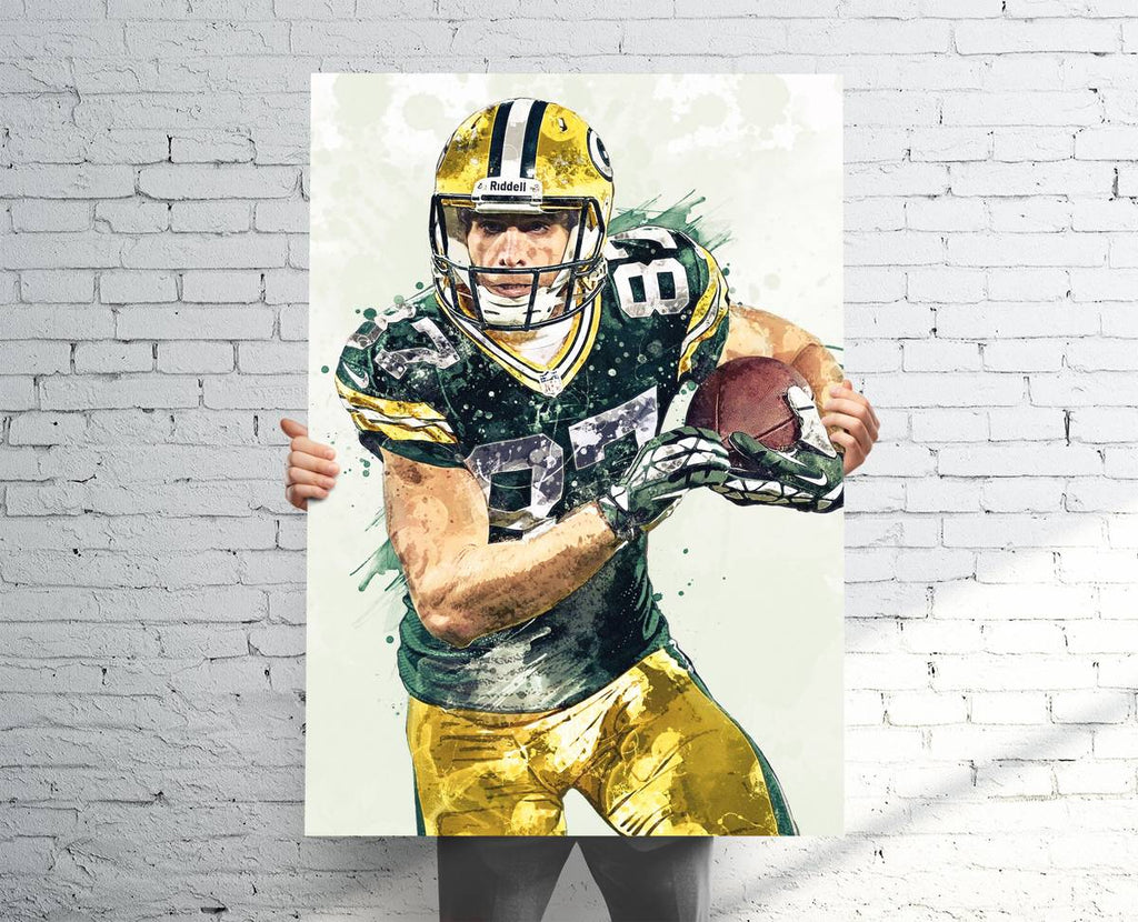 Jordy Nelson Green Bay Packers Sports Art Print, Football, Sports Decor – Poster | Canvas Wall Art Print