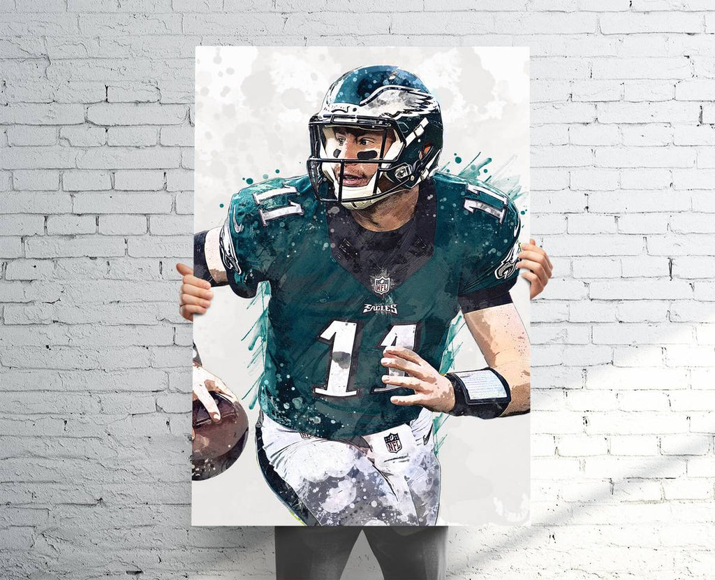 Carson Wentz Philadelphia Eagles (V1) Sports Art Print, Football, Sports Decor – Poster | Canvas Wall Art Print