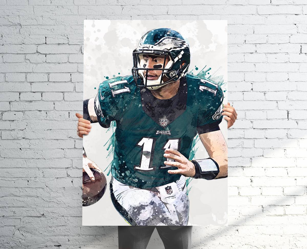 Carson Wentz Philadelphia Eagles (V1) Sports Art Print, Football, Sports Decor – Poster | Canvas Wall Art Print