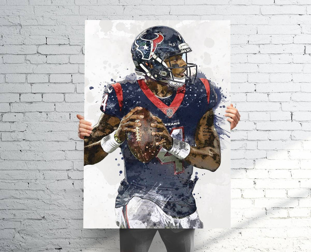 Deshaun Watson Houston Texans (V2) Sports Art Print, Football, Sports Decor – Poster | Canvas Wall Art Print