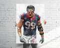 Jj Watt 'Bloddy Nose' Houston Texans Sports Art Print, Football, Sports Decor – Poster | Canvas Wall Art Print