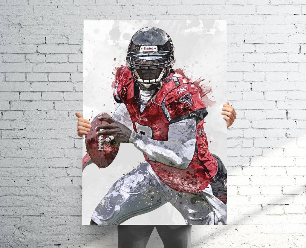 Michael Vick Atlanta Falcons (V2) Sports Art Print, Football, Sports Decor – Poster | Canvas Wall Art Print