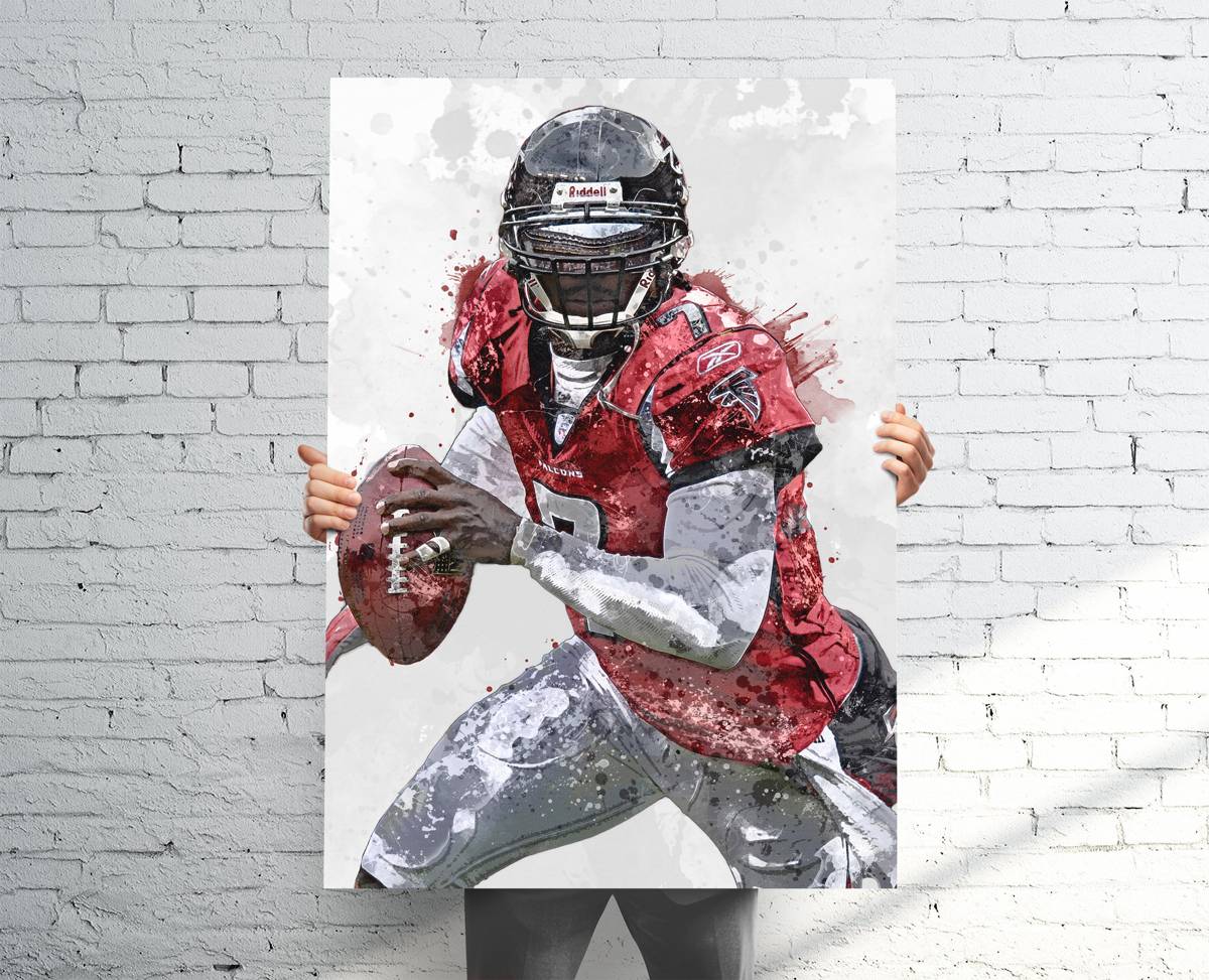 Michael Vick Atlanta Falcons (V2) Sports Art Print, Football, Sports Decor – Poster | Canvas Wall Art Print