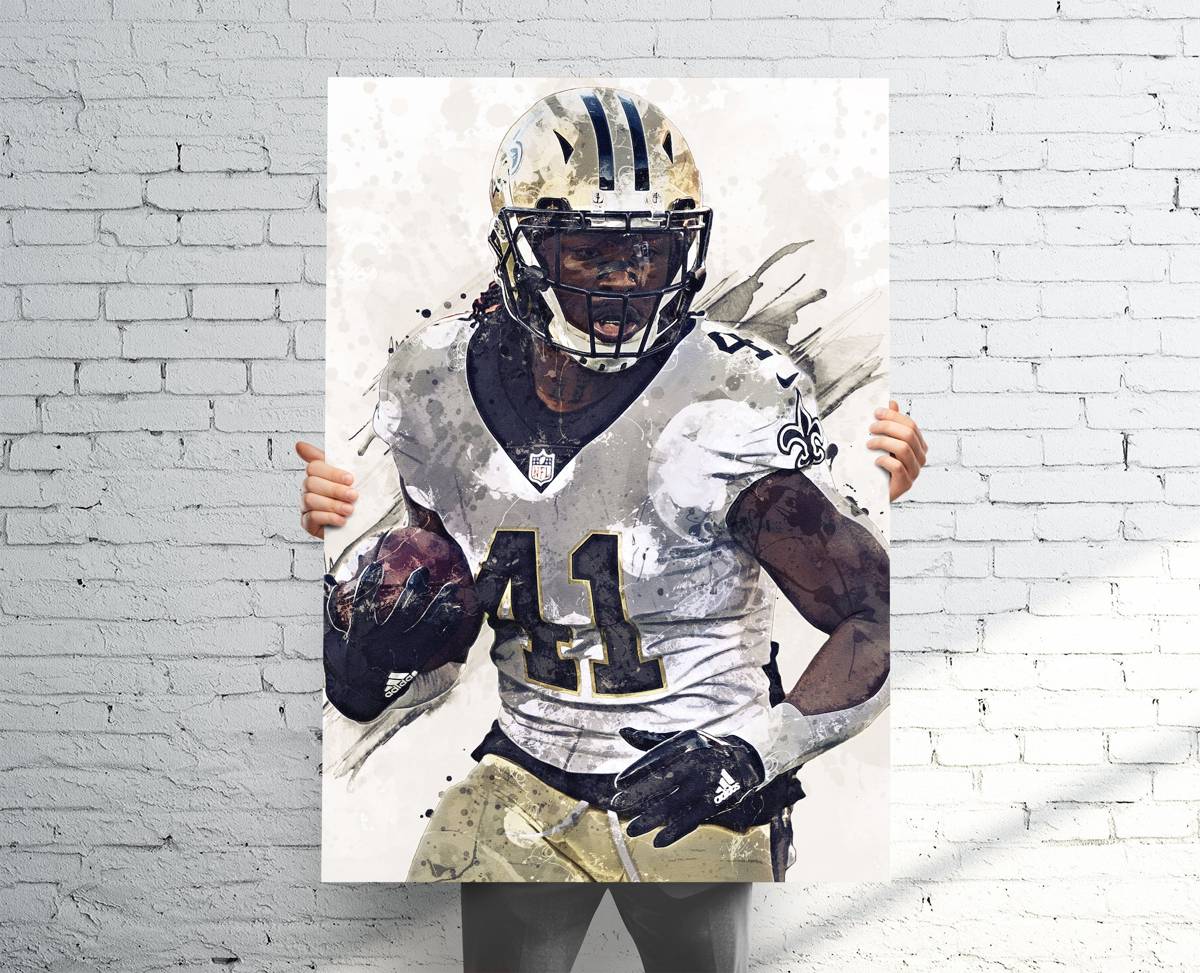 Alvin Kamara New Orleans Saints Sports Art Print, Football, Sports Decor – Poster | Canvas Wall Art Print