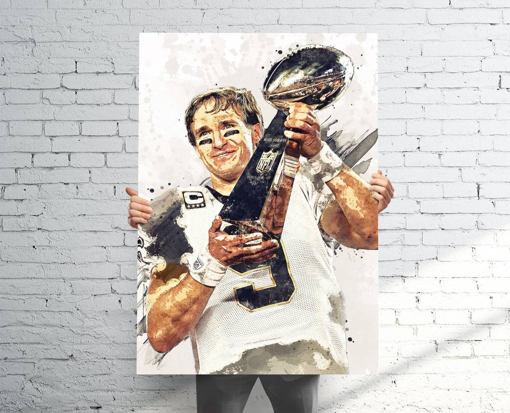 Drew Brees Superbowl Champ Saints Sports Art Print, Football, Sports Decor – Poster | Canvas Wall Art Print