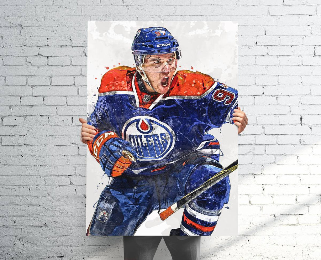 Connor Mcdavid Edmonton Oilers Sports Art Print, Hockey, Sports Decor – Poster | Canvas Wall Art Print
