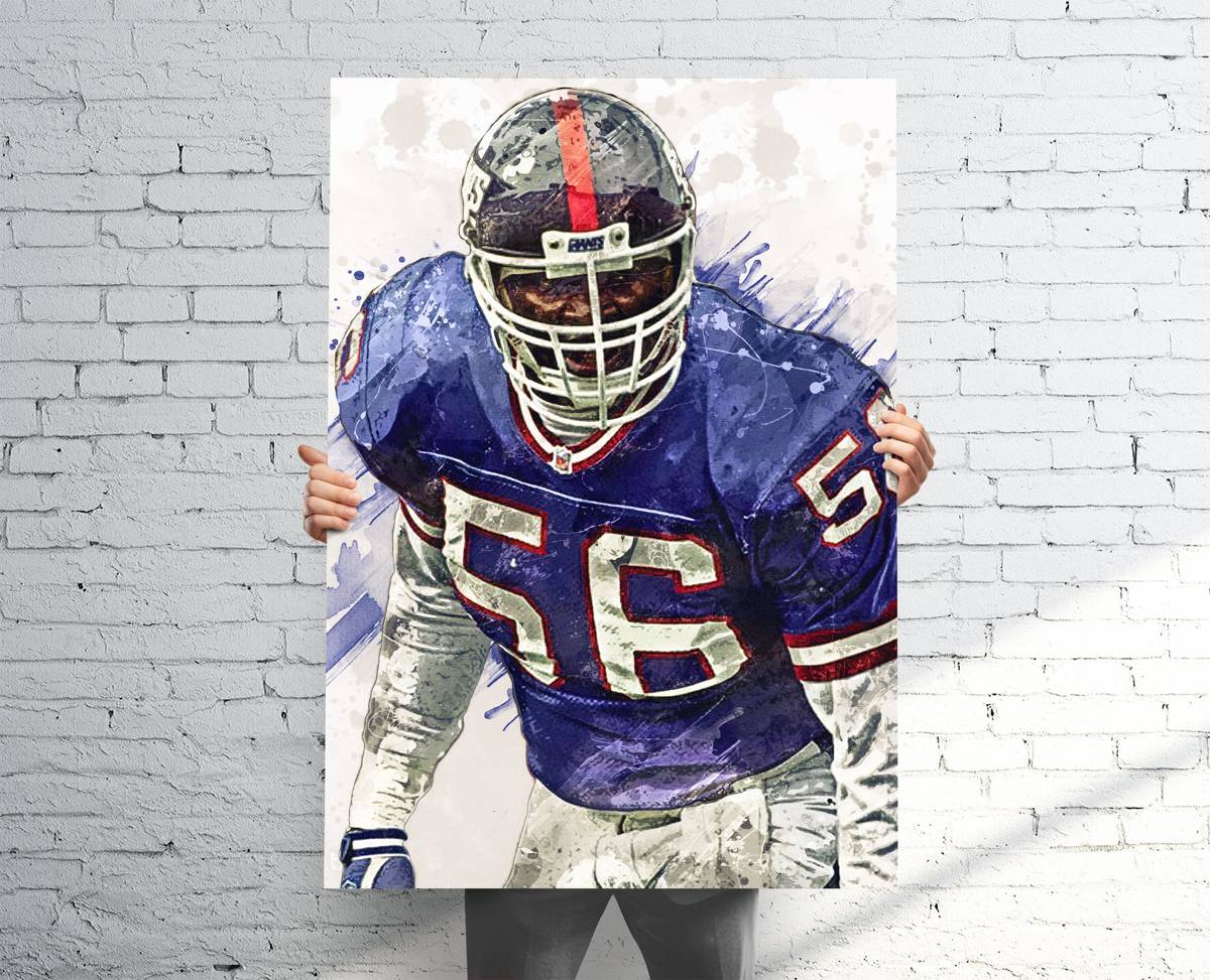 Lawrence Taylor New York Giants Sports Art Print, Football, Sports Decor – Poster | Canvas Wall Art Print