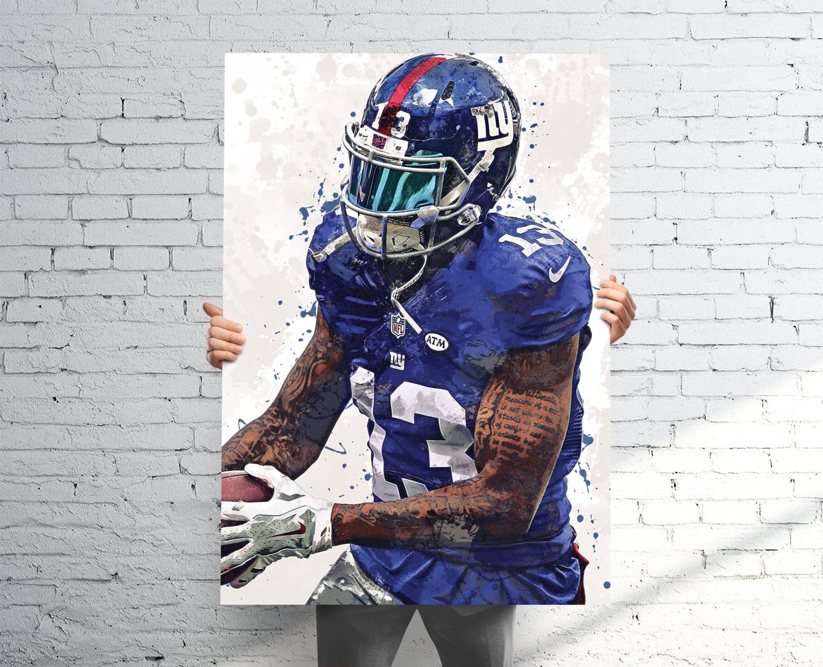 Odell Beckham Jr. New York Giants Sports Art Print, Football, Sports Decor – Poster | Canvas Wall Art Print