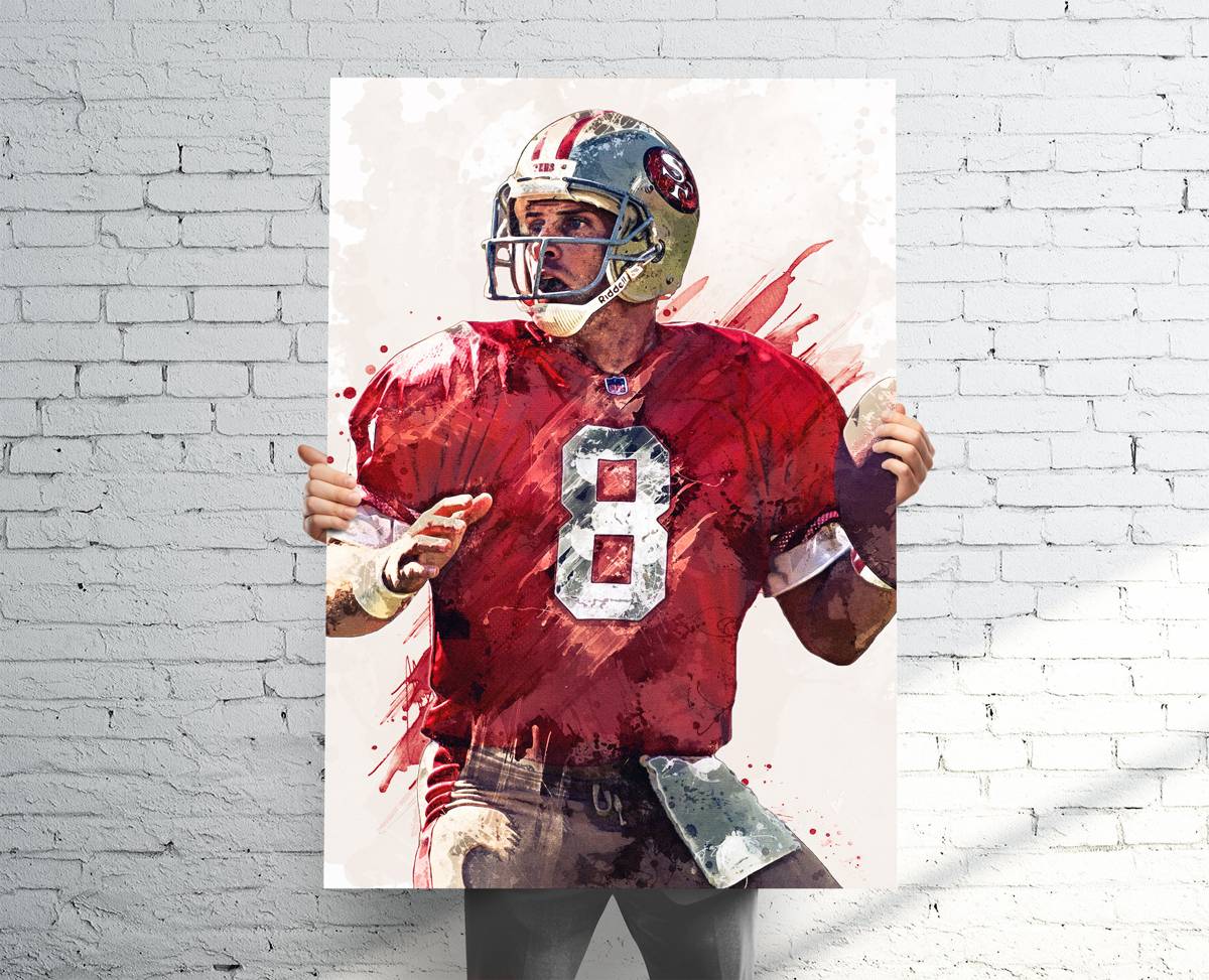 Steve Young San Francisco 49Ers Sports Art Print, Football, Sports Decor – Poster | Canvas Wall Art Print