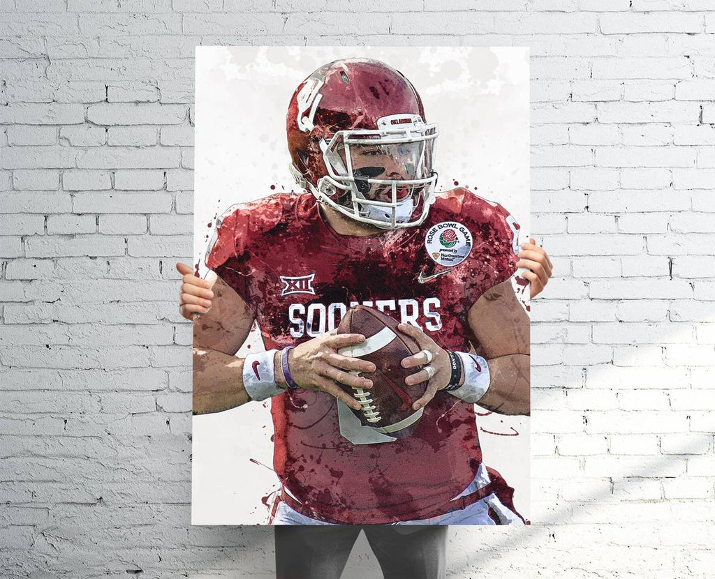 Baker Mayfield Oklahoma Sooners Sports Art Print, Football, Sports Decor – Poster | Canvas Wall Art Print