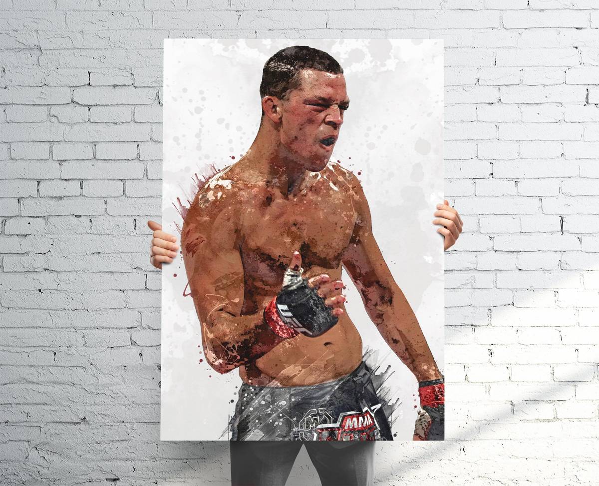 Nate Diaz Ufc Sports Art Print, Ufc Mma, Sports Decor – Poster | Canvas Wall Art Print