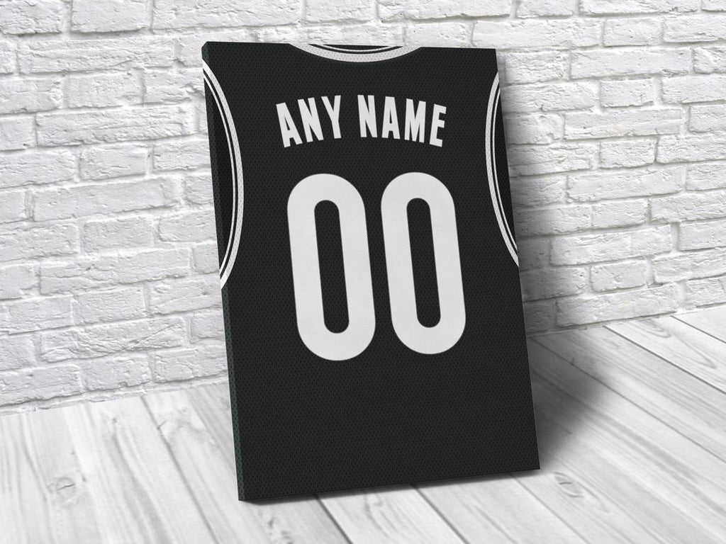 Brooklyn Nets Personalized Jersey Sports Art Print, Basketball Shirt, Sports Decor – Poster | Canvas Wall Art Print