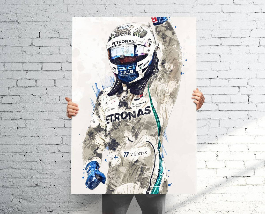 Valtteri Bottas Mercedes Sports Art Print, F1 Racing, Sports Decor – Poster | Canvas Wall Art Print