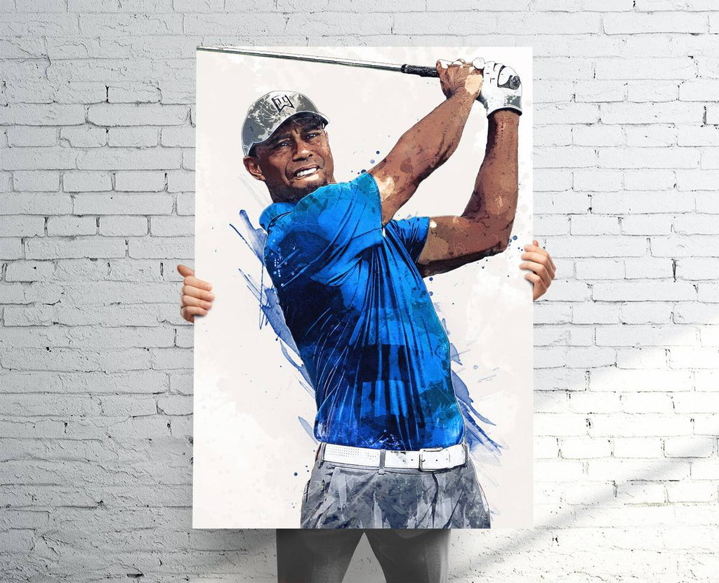 Tiger Woods (V2) Sports Art Print, Pro Golf, Sports Decor – Poster | Canvas Wall Art Print