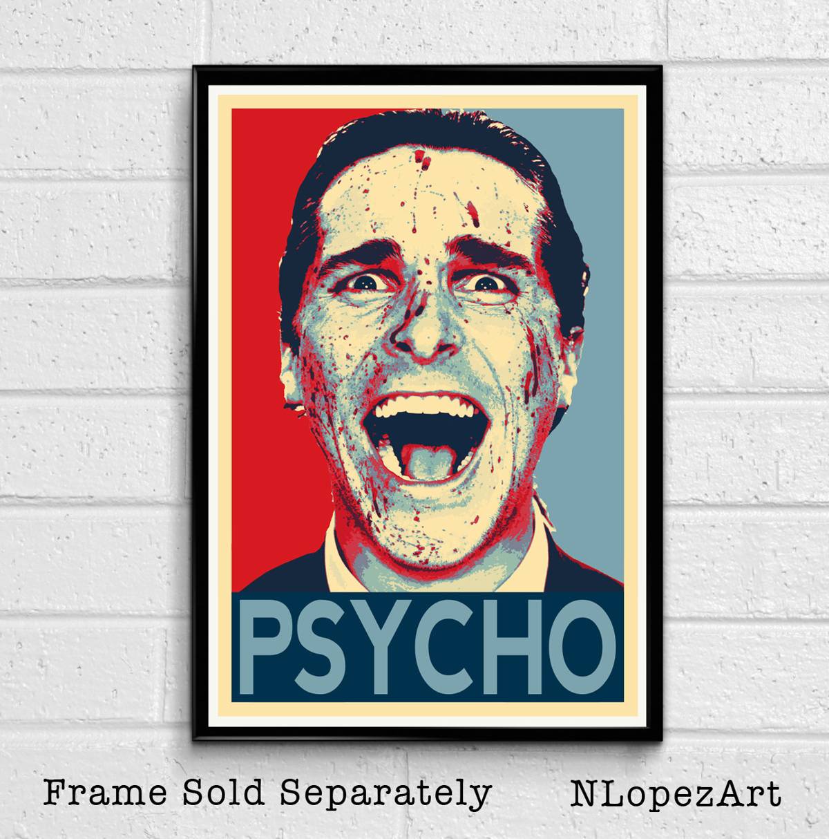Patrick Bateman American Psycho Illustration #5 - Movie Film Wall Art - Poster | Canvas Wall Art Print