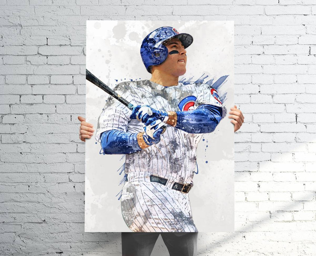 Anthony Rizzo (V2) Chicago Cubs Sports Art Print, Baseball, Sports Decor – Poster | Canvas Wall Art Print