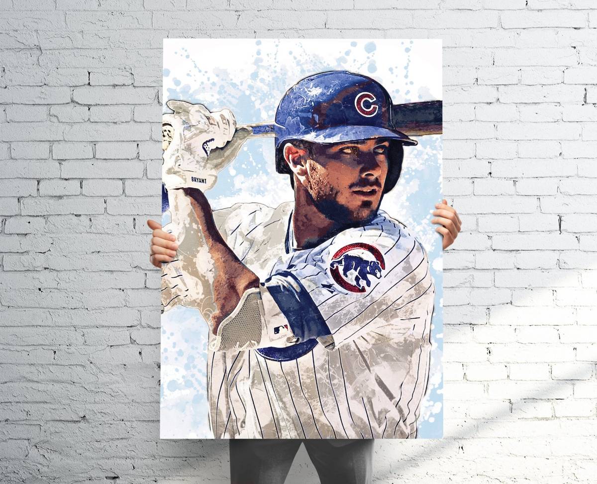 Kris Bryant Chicago Cubs Sports Art Print, Baseball, Sports Decor – Poster | Canvas Wall Art Print