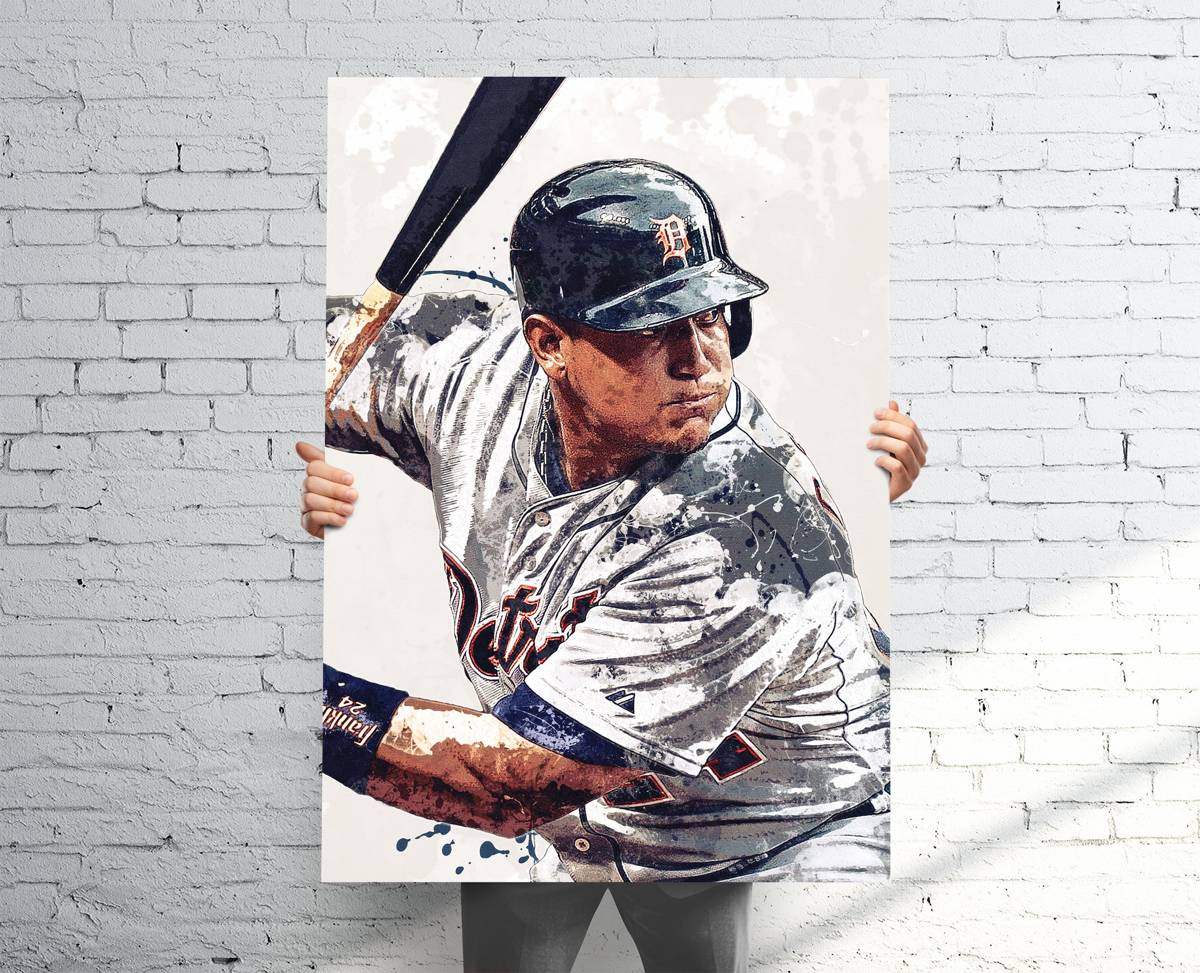 Miguel Cabrera Detroit Tigers Sports Art Print, Baseball, Sports Decor – Poster | Canvas Wall Art Print