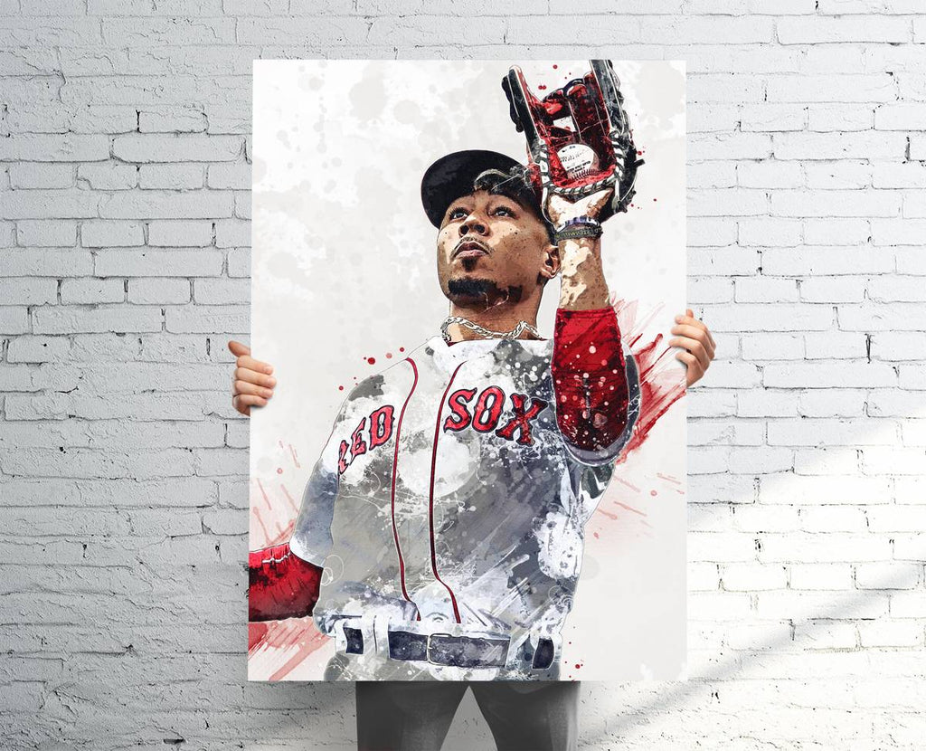 Mookie Betts Boston Red Sox (V1) Sports Art Print, Baseball, Sports Decor – Poster | Canvas Wall Art Print