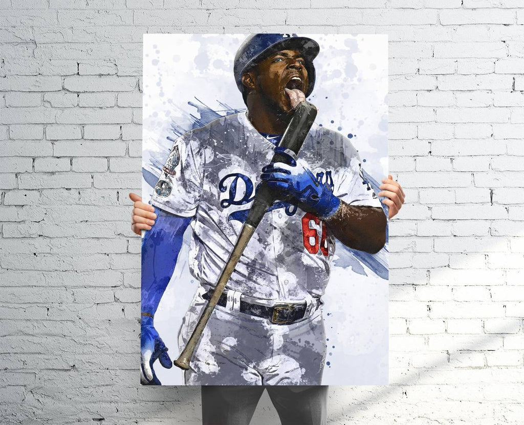 Yasiel Puig Los Angeles Dodgers Sports Art Print, Baseball, Sports Decor – Poster | Canvas Wall Art Print