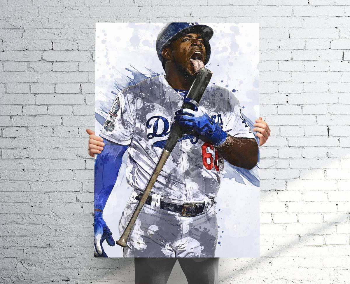 Yasiel Puig Los Angeles Dodgers Sports Art Print, Baseball, Sports Decor – Poster | Canvas Wall Art Print
