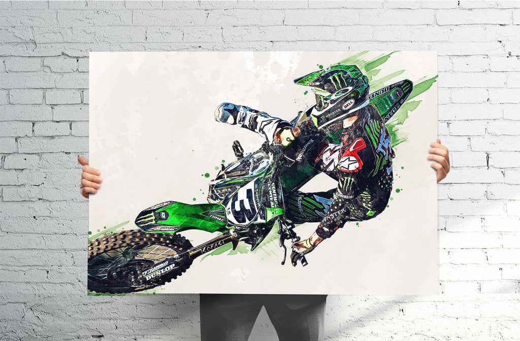 Eli Tomac Motocross Sports Art Print, Motocross, Sports Decor – Poster | Canvas Wall Art Print