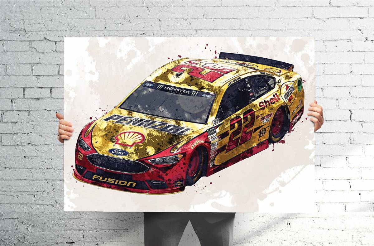 Joey Logano Nascar Sports Art Print, Nascar Racing, Sports Decor – Poster | Canvas Wall Art Print