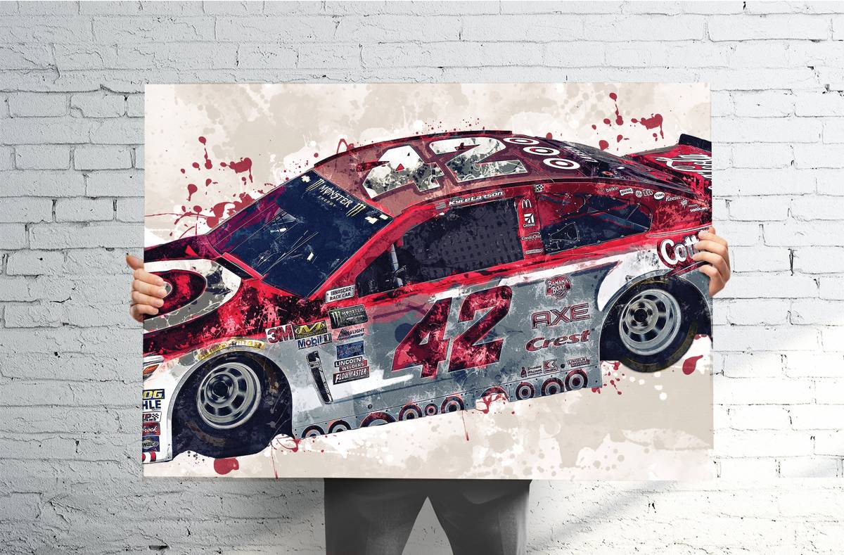 Kyle Larson Nascar Sports Art Print, Nascar Racing, Sports Decor – Poster | Canvas Wall Art Print