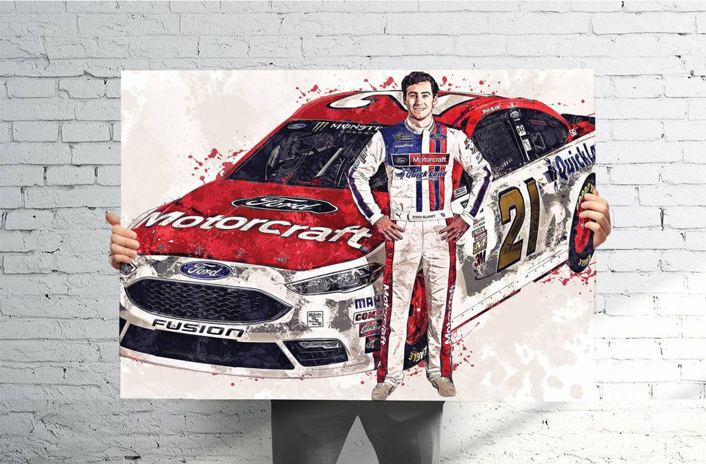 Ryan Blaney Nascar Sports Art Print, Nascar Racing, Sports Decor – Poster | Canvas Wall Art Print