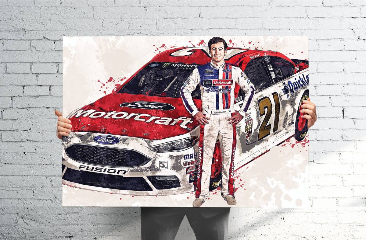 Ryan Blaney Nascar Sports Art Print, Nascar Racing, Sports Decor – Poster | Canvas Wall Art Print
