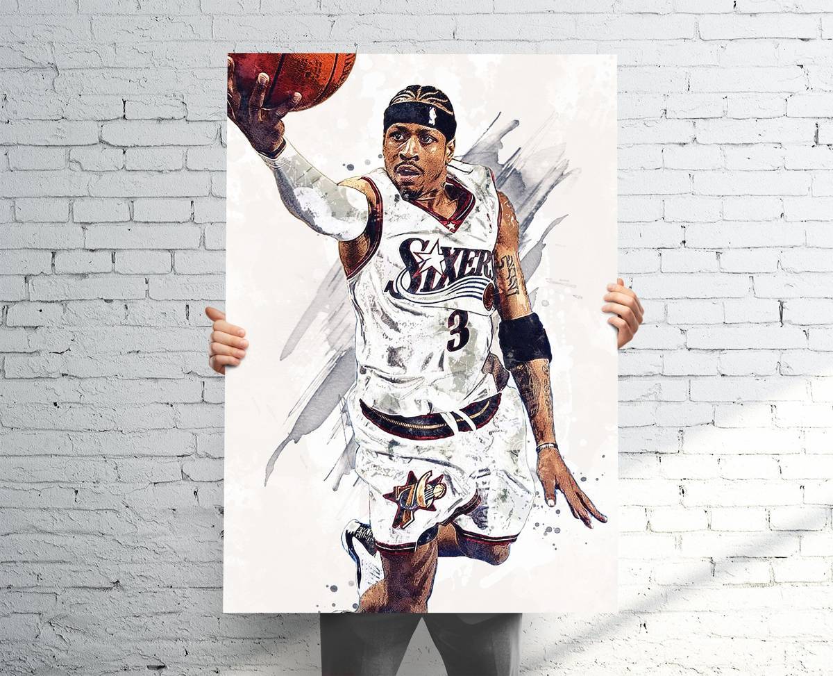 Allen Iverson Philadelphia 76Ers Sports Art Print, Basketball, Sports Decor – Poster | Canvas Wall Art Print