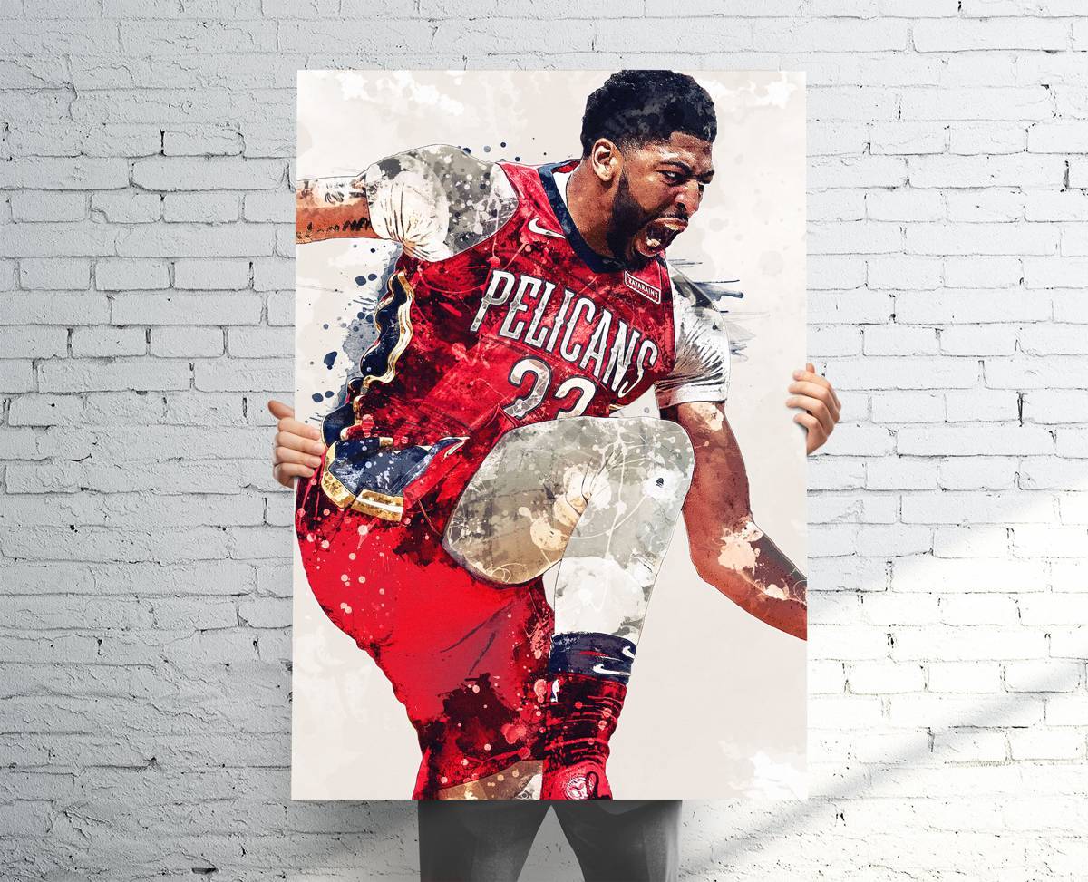 Anthony Davis New Orleans Pelicans Sports Art Print, Basketball, Sports Decor – Poster | Canvas Wall Art Print