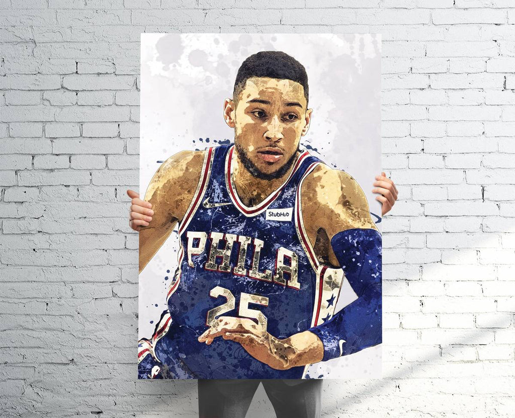 Ben Simmons Philadelphia 76Ers Sports Art Print, Basketball, Sports Decor – Poster | Canvas Wall Art Print