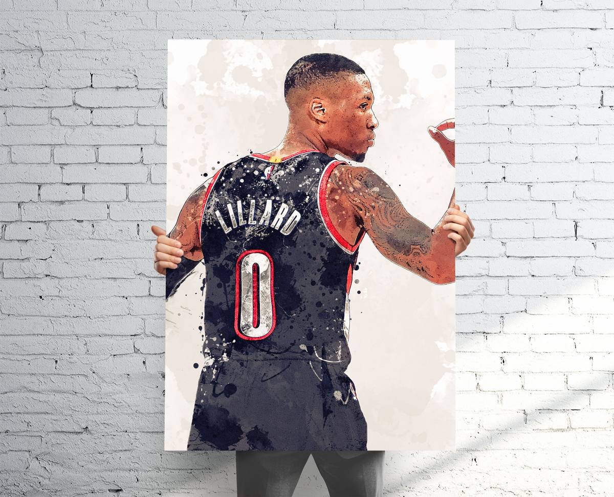 Damian Lillard Portland Trail Blazers Sports Art Print, Basketball, Sports Decor – Poster | Canvas Wall Art Print